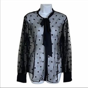 J crew candy dot sheer tie neck blouse